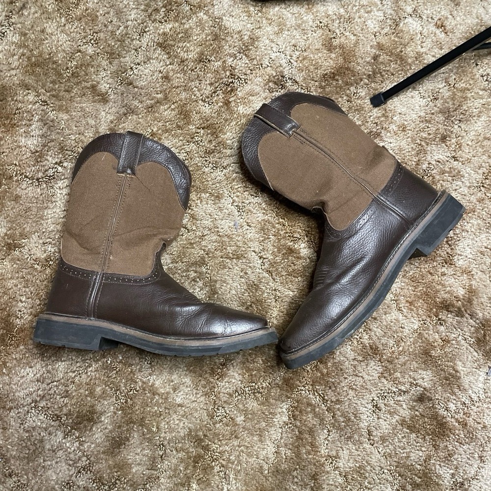 Justin Mens Square Steel Toe Cowboy Western Boots Size 10.5 D